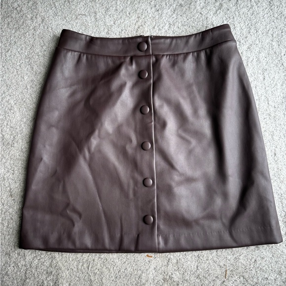 LOFT Dresses & Skirts - NWT LOFT Chocolate Brown Button-Front Faux Leather Mini Skirt